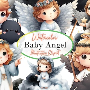 13 Cute Angel Clipart Bundle PNG | Adorable Baby Angels for Nursery Decor, Kids Crafts, Baby Shower Invitations & Sublimation V44