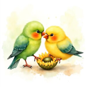 Colourful Love Birds Clipart - 20 High Quality PNGs, Digital Download, Junk Journal, Card Making, Mixed Media, Digital Paper Craft