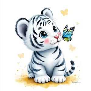 20 White Tiger Clipart, Watercolor Tiger, High Quality PNGs, Digital Planner, Junk Journals, Scrapbooking Paper Craft, Digital Download