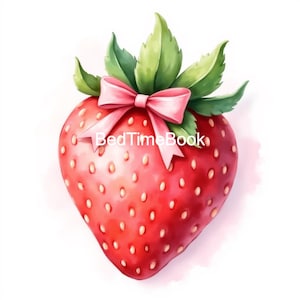 25 Coquette Strawberry Clipart, Strawberries, Printable Watercolor Art, High Quality PNG, Digital Download, Paper Craft, Junk Journal