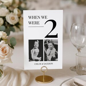 Custom Baby Photo Table Number Template – Editable Canva Wedding Sign | Personalised Childhood Photo Table Numbers | Digital Download