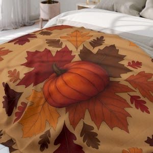 Autumn Leaves and Pumpkin Fleece Blanket: Cozy Fall Throw