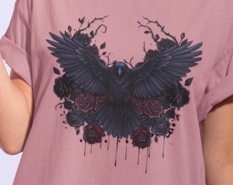 Dark Raven Gothic Apparel  | Unisex Cotton Shirt | Alternative Goth Tee | witchy things
