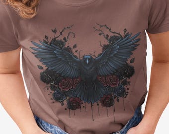 Dark Raven Gothic Apparel  | Unisex Cotton Shirt | Dark Aesthetic  | Alternative Goth T-Shirt