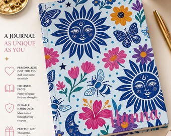 Diario personalizado del solsticio de verano, cuaderno floral, regalo de graduación.