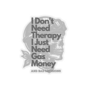 Skull Bikers Kiss-Cut Stickers, Motorcycle Decals, Gas Money Therapy, Vinyl Sticker Pack, Laptop Decal,biker therapy,biker humour,biker life