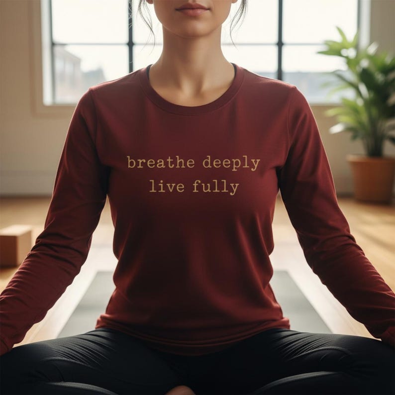 Camiseta de yoga de manga larga, camiseta de pilates, ropa de fitness, camiseta de pilates, regalos de yoga imagen 8
