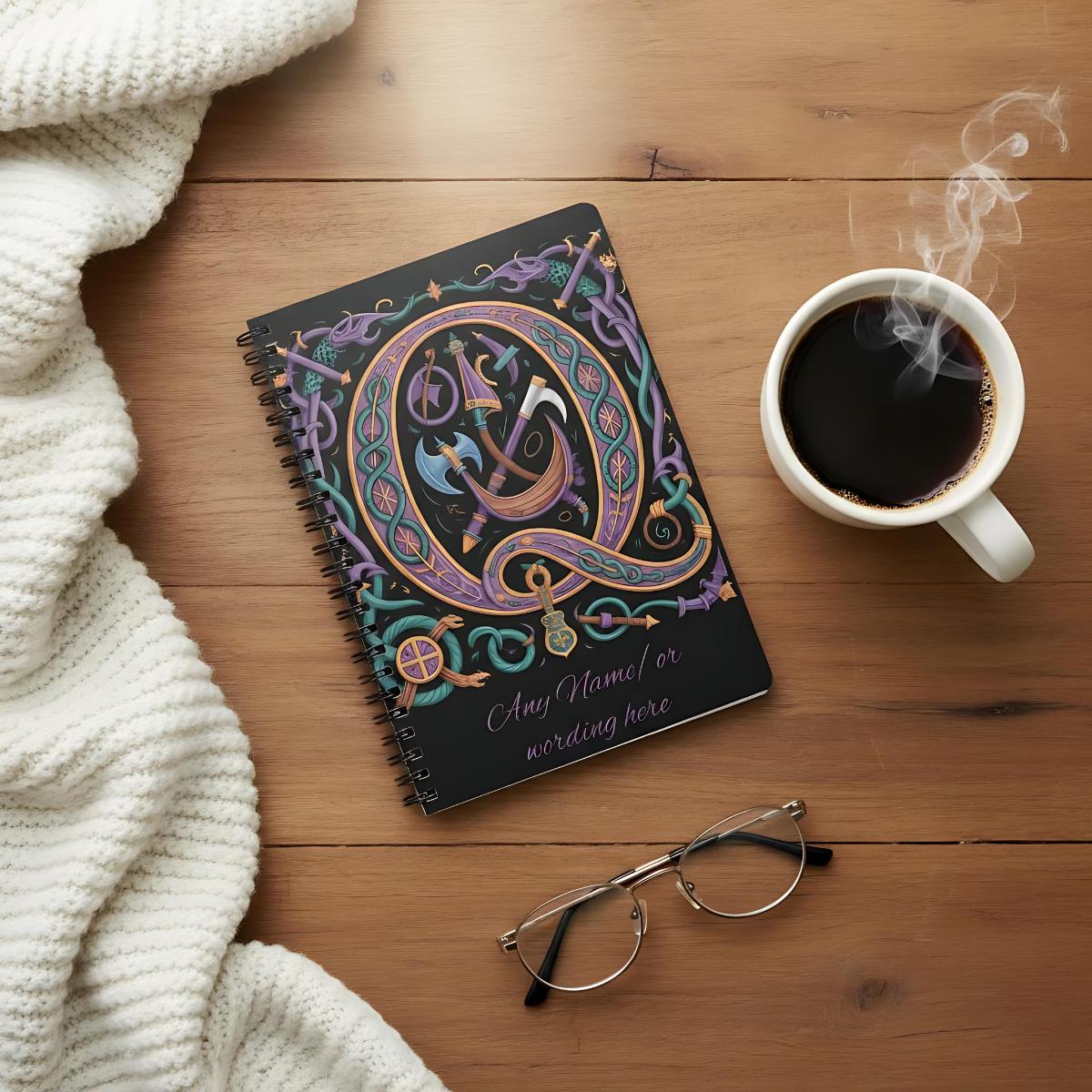 Personalized Norse Viking Grimoire: A5 Monogram Letter Q Journal
