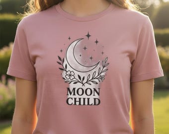 moon child tee, magical shirt, pagan clothing, witchy gift idea
