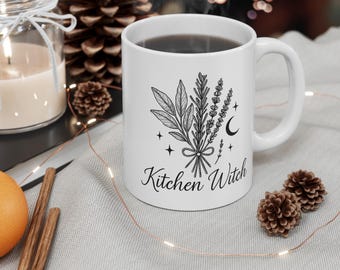Kitchen Witch Coffee Mug: Witchcraft Decor, Tea Drinker Gift