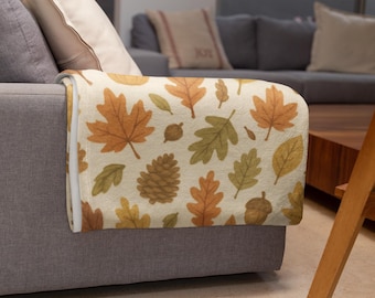 fall leaf throw woodland blanket, rustic home decor, housewarming gift.