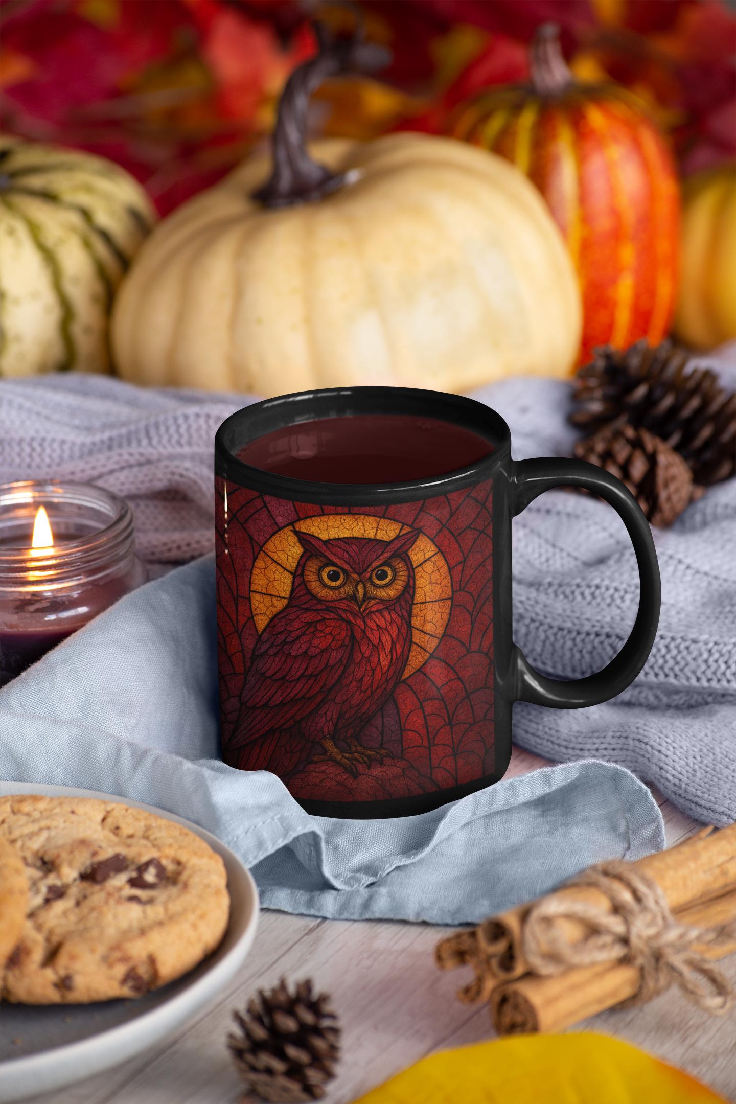 Owl Art Stained Glass Effect Owl Mug, Owl Coffee Mug, Owl Design, Wildlife Mug, Bird Mug, Woodland T