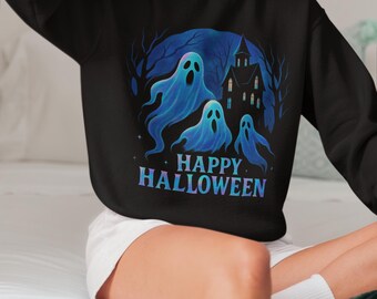 ghost sweater, halloween jumper, spooky pullover, boo sweatshirt