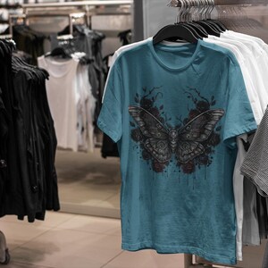 Death Moth Gothic Apparel | Dark Aesthetic Comfort Colours Tee | Alternative Goth T-Shirt image 10