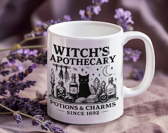 witches brew apothecary mug, witchy kitchen mystic mug, witch mug gift.