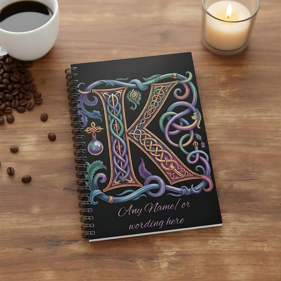 Irish Monogram R Personalized Norse Celtic Monogram Notebook - Viking Grimoire Journal ...
