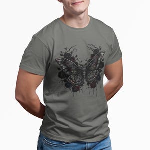 Death Moth Gothic Apparel | Dark Aesthetic Comfort Colours Tee | Alternative Goth T-Shirt image 6