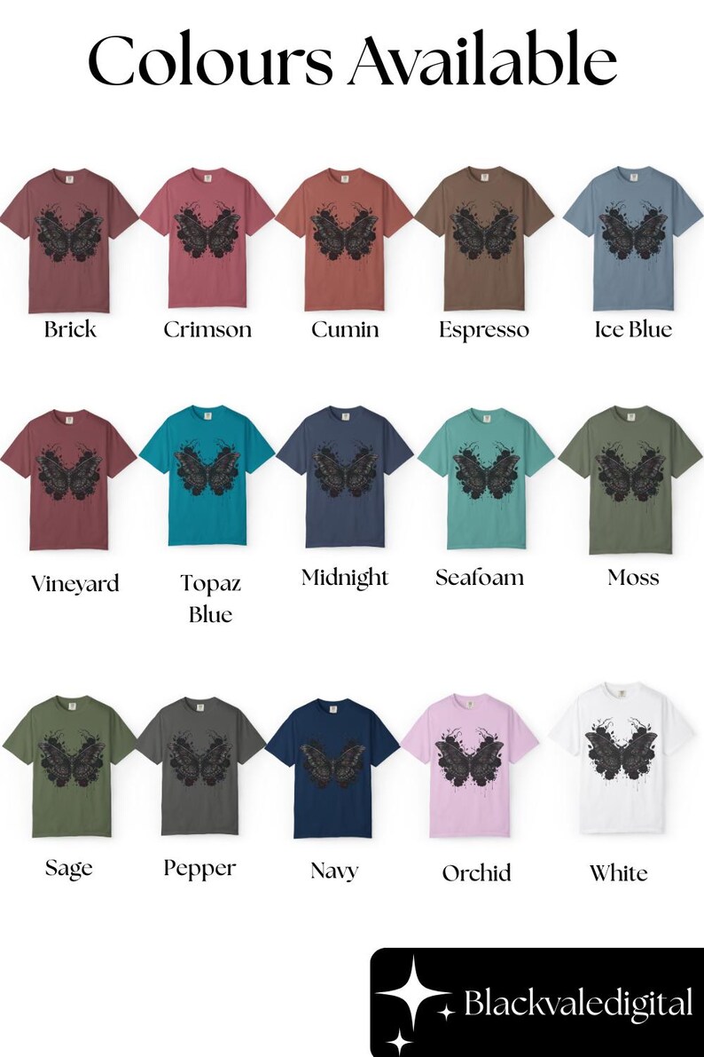 Death Moth Gothic Apparel | Dark Aesthetic Comfort Colours Tee | Alternative Goth T-Shirt image 3