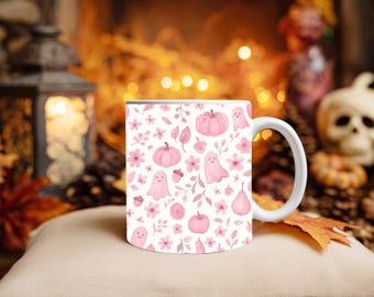 Pink Ghosty Pumpkin Mug, Ghost Coffee Mug, Ghost Mug, Cute Ghost Mug, Pink Halloween Mug, Ghosties, Spooky Mug  2. Cute Halloween Mug,