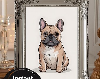French Bulldog Art, Minimalist Dog Print, Dog Gift Idea, pet lover gift, Digital Download