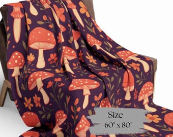 mushroom blanket, plum throw, couch throw blanket, housewarming gift