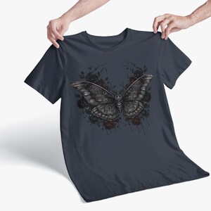 Death Moth Gothic Apparel | Dark Aesthetic Comfort Colours Tee | Alternative Goth T-Shirt image 9