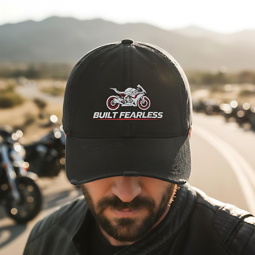 Embroidered Hat, Motorcycle Cap, Distressed Hat, Biker Apparel, Gift ...