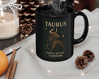 Taurus Zodiac Mug: Black Ceramic Astrology Coffee Cup