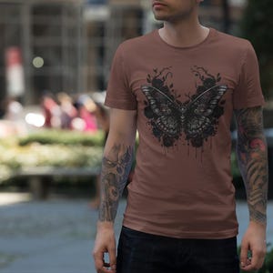 Death Moth Gothic Apparel | Dark Aesthetic Comfort Colours Tee | Alternative Goth T-Shirt image 8