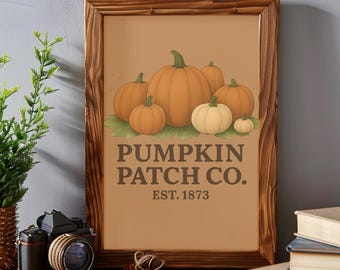 Vintage Pumpkin Patch Poster: Rustic Autumn Wall Art