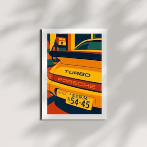 Retro Porsche 911 Wandkunst - Oldtimer digitaler Download, klassischer Sportwagen druckbar, Retro Automobile Plakat