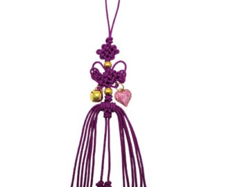 Handcrafted Kpop Demon Hunters Mira Charm: Pink Tassel with Golden Bell & Heart