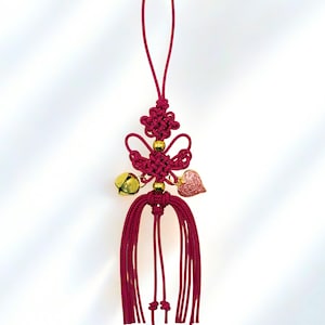 Keychain Charm Mira/N Cosplay Accessory Handmade with Quality Korean Threads Pink with Golden Bell & Heart 7" Kaboknots.com