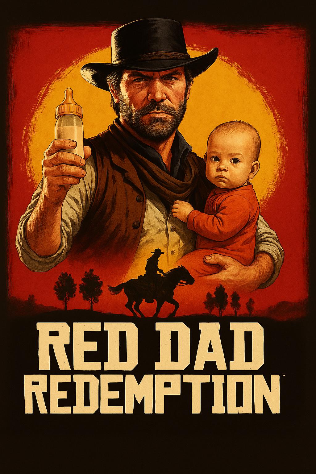 Red Father Red Dad Redemption Poster | Funny Cowboy Dad Digital Download | Gamer ...