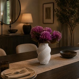 Aalto Skulpturalvas, Texturerad Spiralblomkruka, Japandi Heminredning, Mattvit PLA