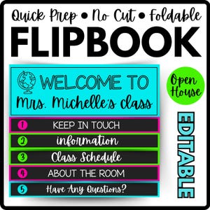 Back to School Editable Flipbook - Meet the Teacher or Open house Handbook - Editable - NO CUT