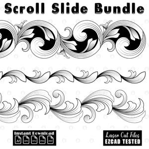 Custom firearms Scrollwork Slide Bundle | firearms Scroll Laser Engraving File SVG | EZcad Tested Design | gun scrollwork vector