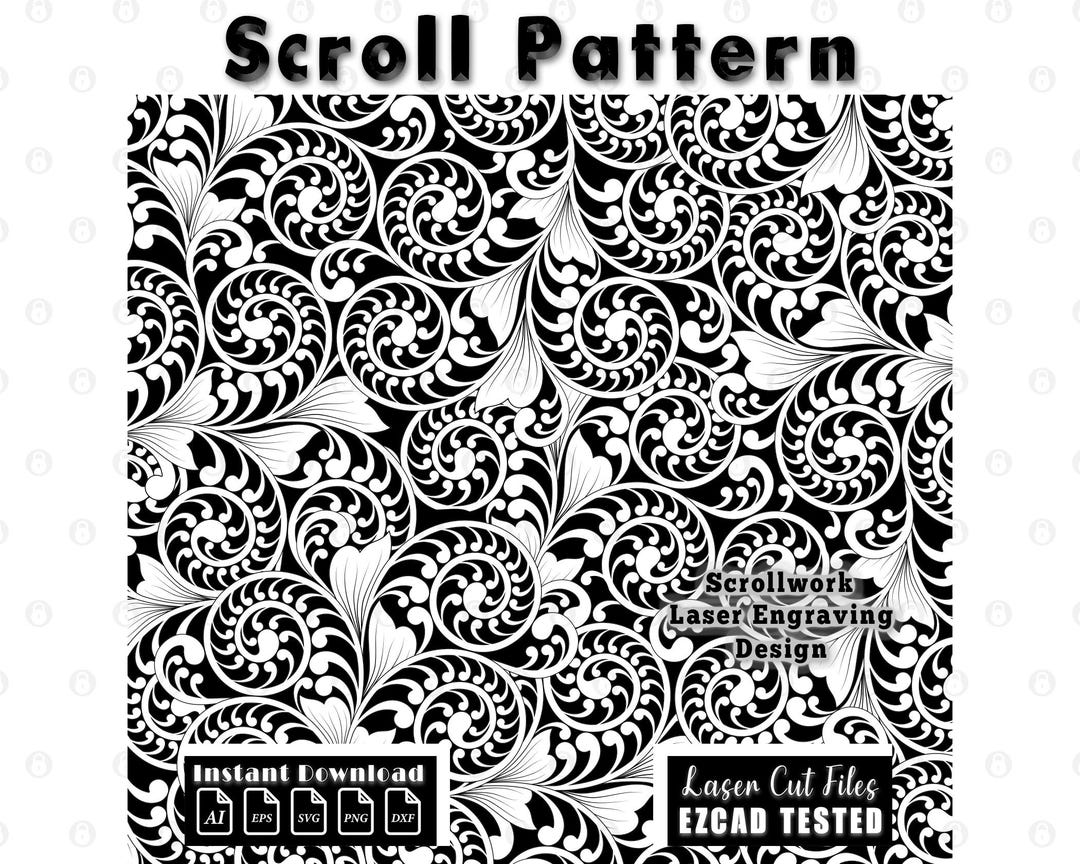 Custom Scrollwork Pattern Laser Engraving Design | Scroll Laser Cut ...
