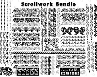 Scrollwork lasergesneden bestanden | Graveerpatronen SVG DXF (digitale download)