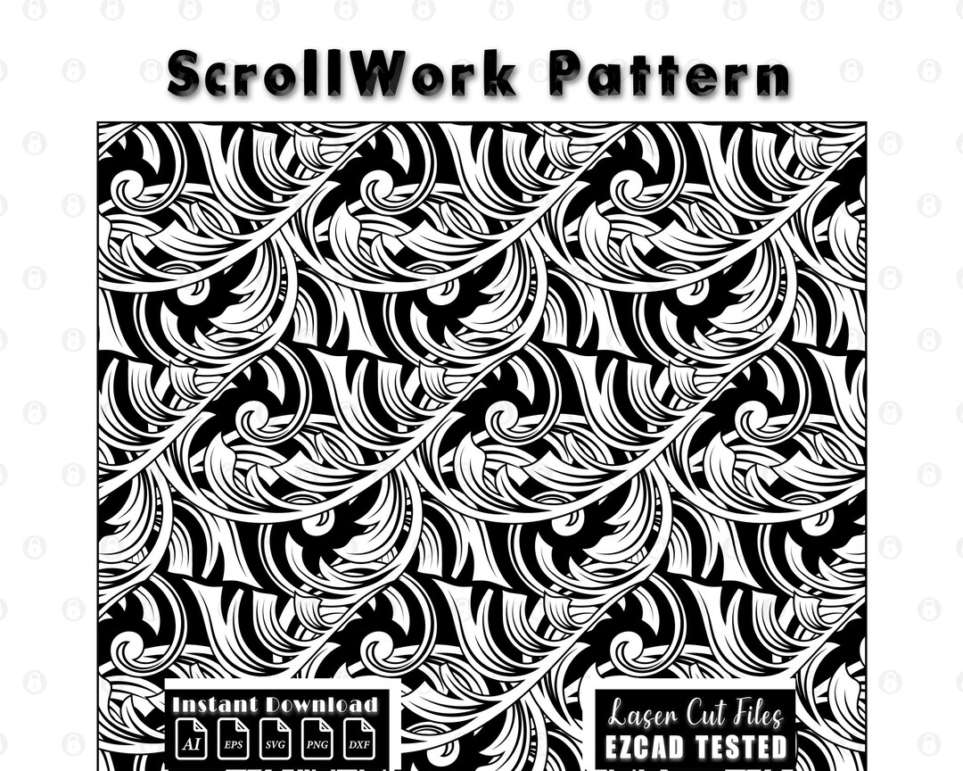 Scrollwork Pattern Laser Engraving Design, Scroll Design, Laser ...