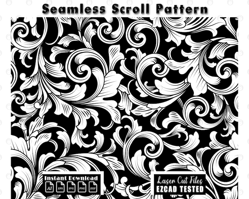 Filigree Vector Gun Pattern Seamless Scrollwork Pattern Laser Engraving Design | Filigree SVG ...