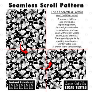 scrollwork pattern, seamless scroll, filigree scroll, Firearms scroll svg, laser engraving, gun laser cut file, ezcad tested, svg ai eps, dxf png, cnc engraving, engraving files, digital download, vector pattern