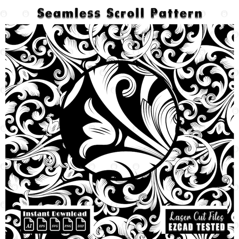 Scrollwork Seamless Pattern Design | Custom Seamless Scroll Files SVG ...