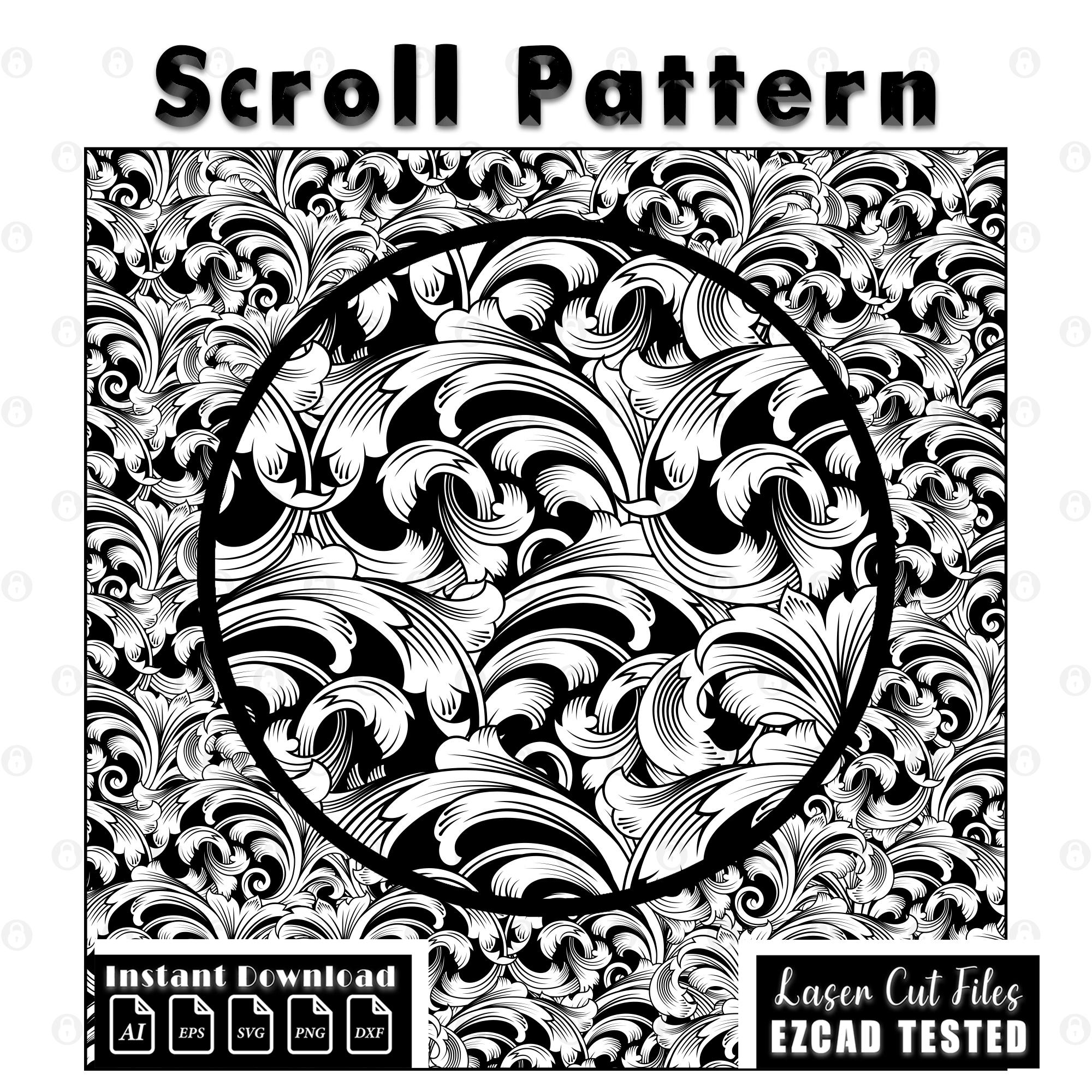 Scrollwork Pattern Vector | Filigree Laser Engraving File | Svg Dxf AI ...