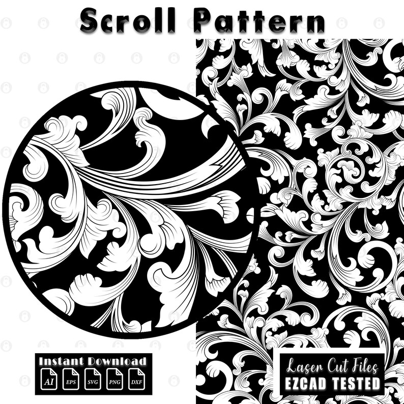 Filigree Vector Gun Pattern Scrollwork Laser Engraving Pattern | Custom Vector Scroll Design | Svg ...