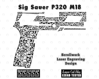 Sig Sauer P320 M18 Scrollwork Filigree Laser Cutting Engraving files Scroll Pattern svg dxf