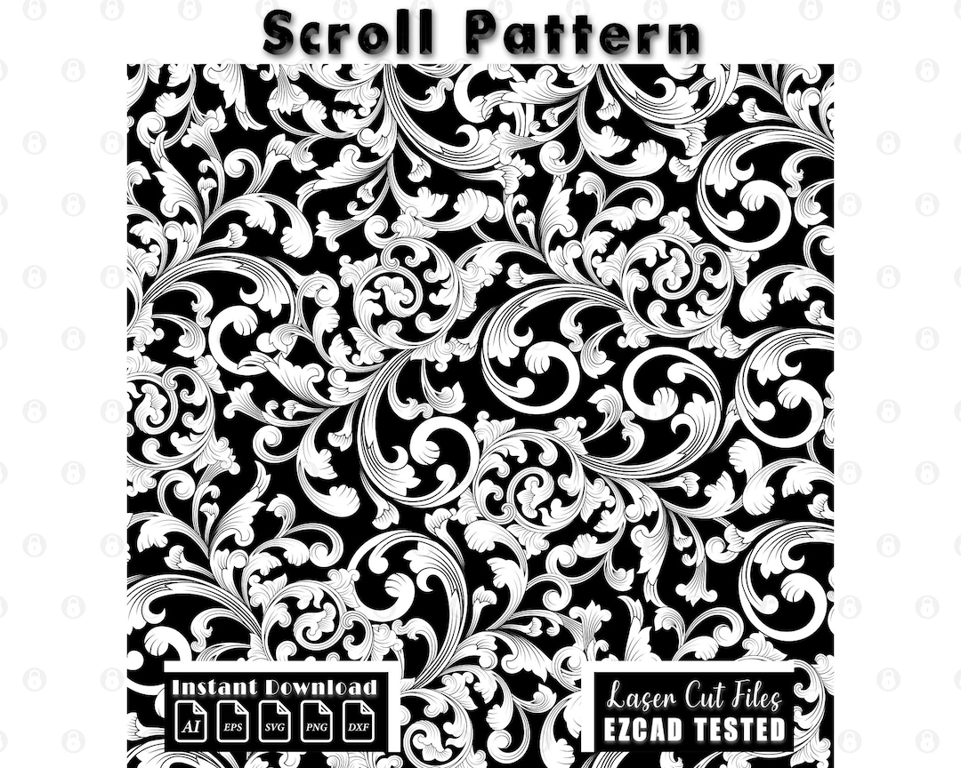 Scrollwork Laser Engraving Pattern | Custom Vector Scroll Design | Svg ...