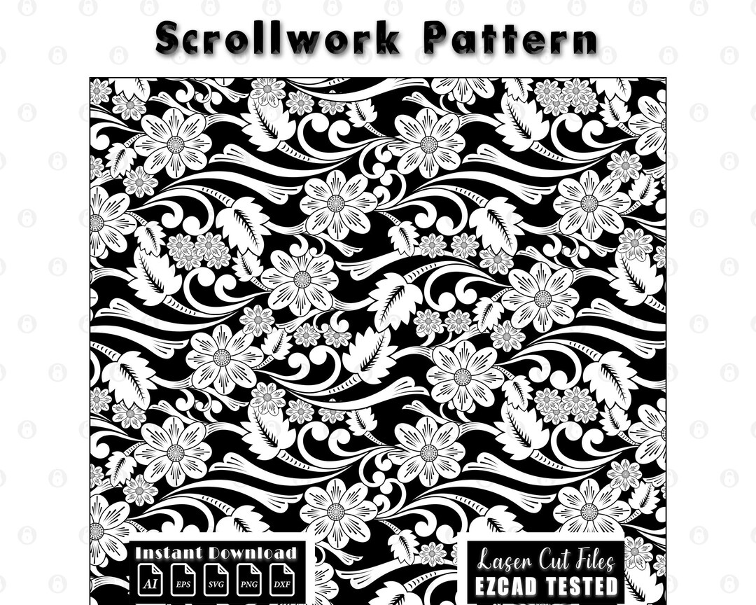 Custom Scrollwork Pattern Laser Engraving Design, Scroll Design, Laser ...