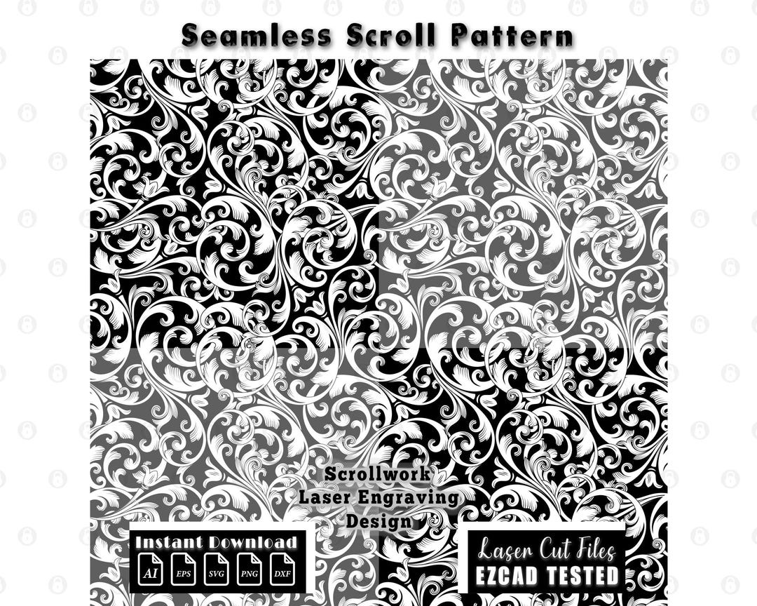 Scrollwork Seamless Pattern Design | Custom Seamless Scroll Files SVG ...