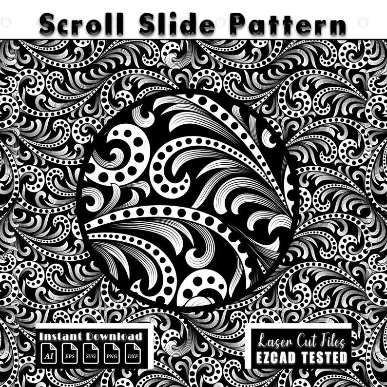 firearms scroll, gun engraving, scrollwork svg, filigree pattern, laser cut file, svg dxf eps, ezcad tested, digital scroll, gun scroll design, engraving vector, scroll pattern file, custom scroll, laser engraving